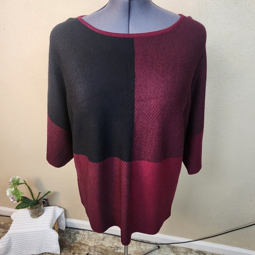 NorthStyle Black And Burgundy Colorblock Sweater XL (5926)